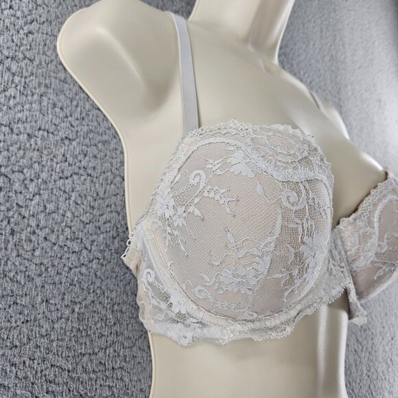 Victorias Secret Bra Womens 36D White Dream Angels Lined Demi Lace Underwire - Picture 2 of 16
